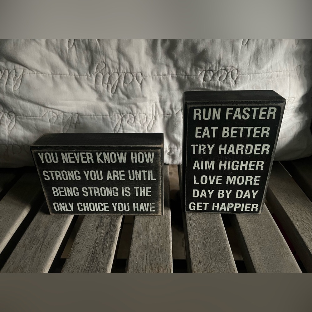 Wooden Motivational Signs Strong Health Happy